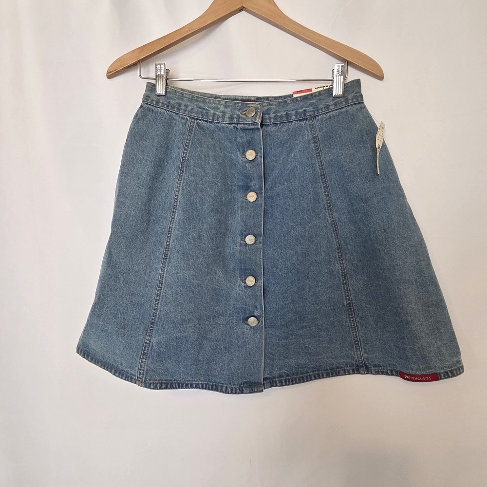 Vintage Denim Skirt Femme Fatale Denim A-Line Button Skirt